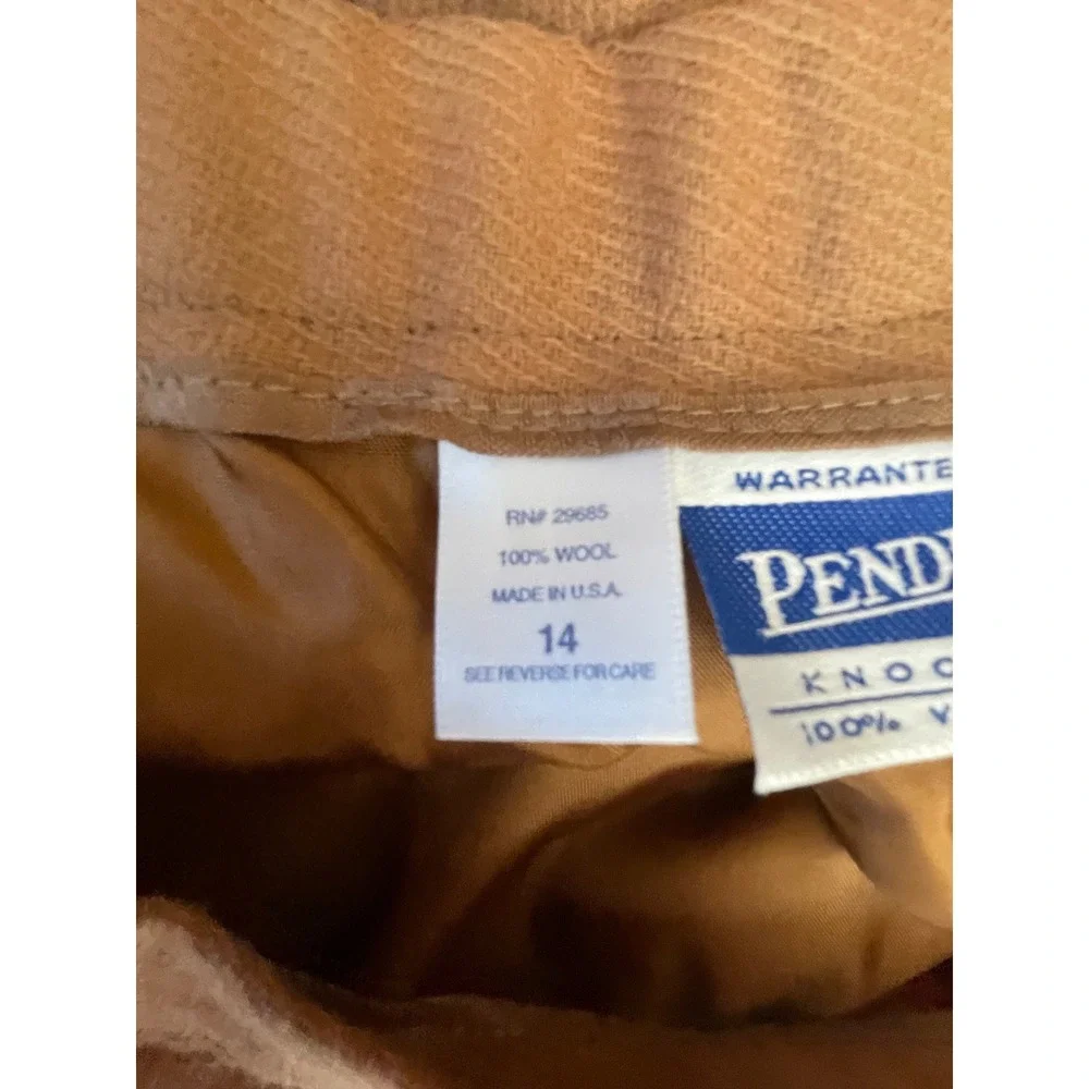 Pendleton Womens Skirt 14 Midi Camel Tan 100% Virgin Wool Vintage USA Modest